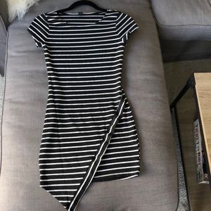 Striped asymmetrical dress